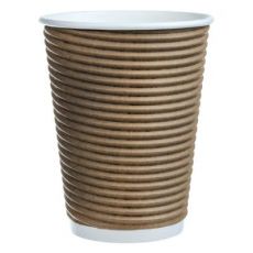 Cafe Express 12-Ounce Brown Ripple Hot Cups & Lid