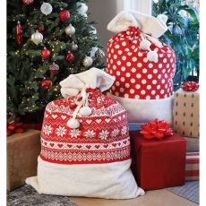 Jumbo Holiday Gift Bags - Red & White, Set of 2